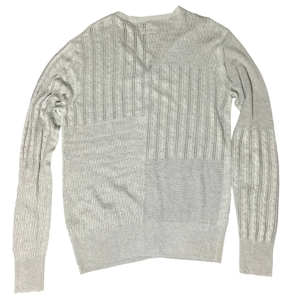 AllSaints Knitted Yurik Cardigan‎ Mens Small Gray Open Knit Academia Button Up - Picture 7 of 8